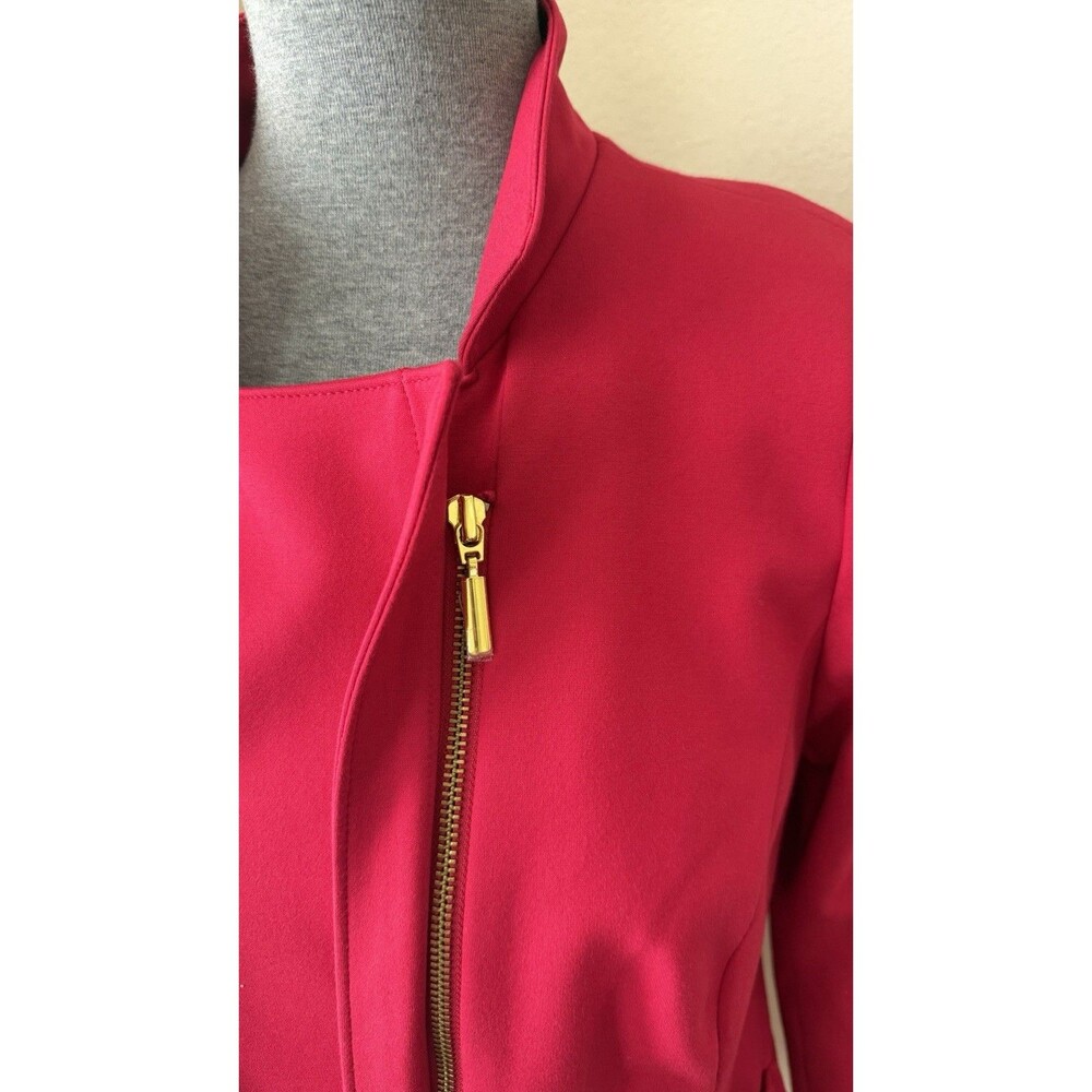 Chicos Size 0 (Small/4) Red Asymmetrical Front Zipper Accent Ponte Jacket - Picture 4 of 12